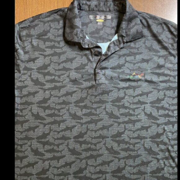 Greg Norman Play Dry Short Sleeve Golf Polo Gray Shark Print - 2XL - Picture 4 of 4